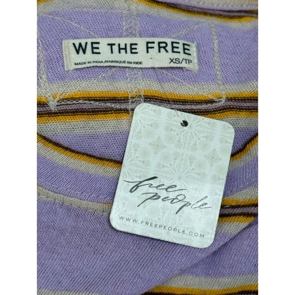 Free People Nina Striped Long Sleeve Top XS NWT